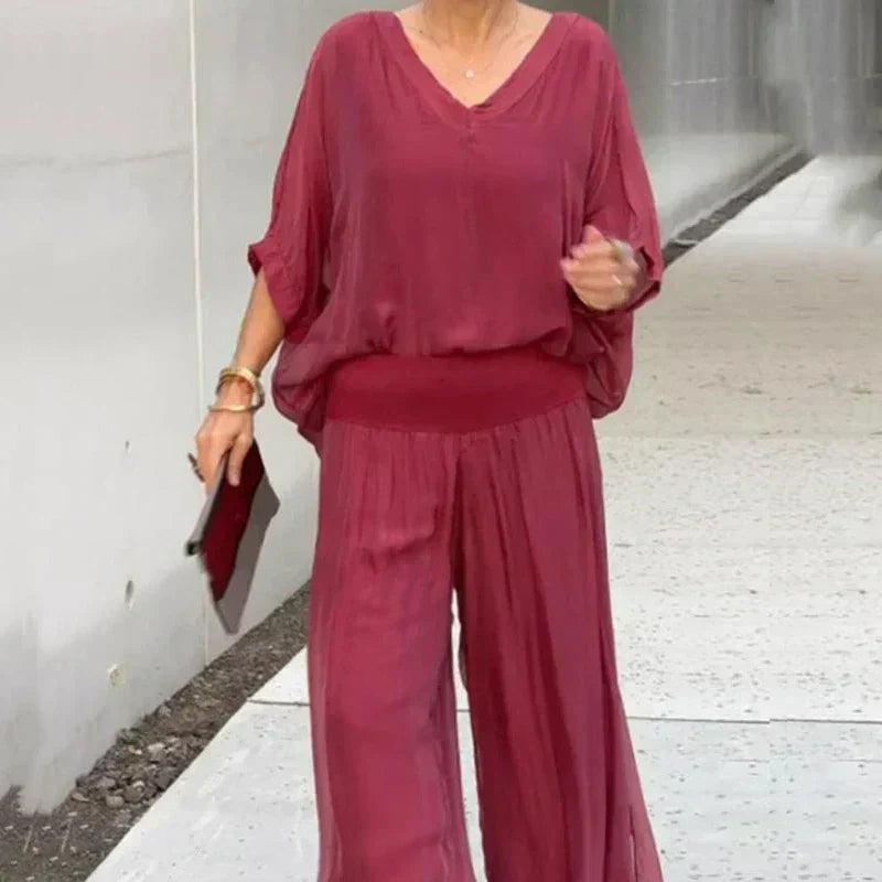 Jonah | Women's Relaxed V-Neck Flowy Lounge Set