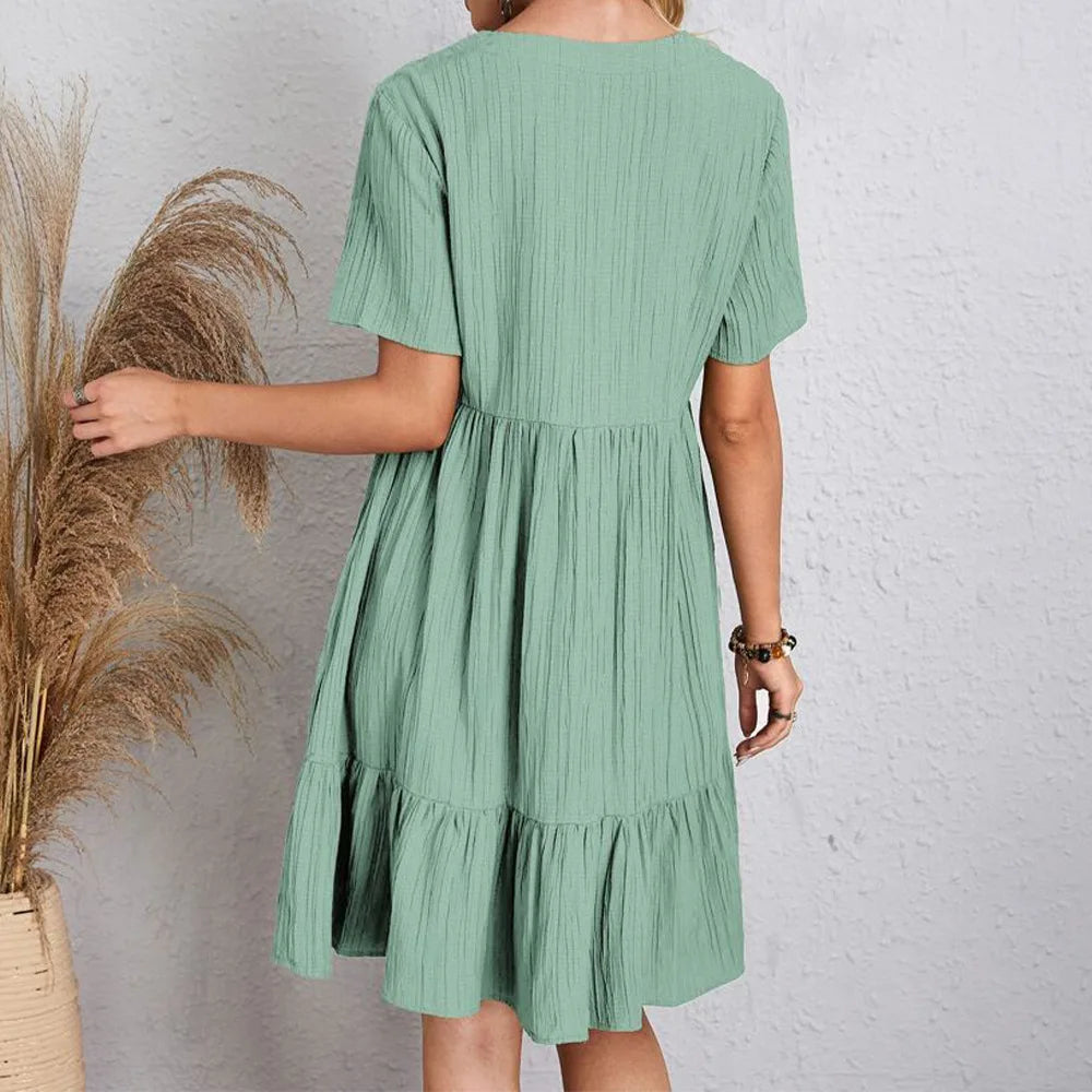 Hadley | Women's Relaxed Boho Chic Ruffle Hem Mini Dress