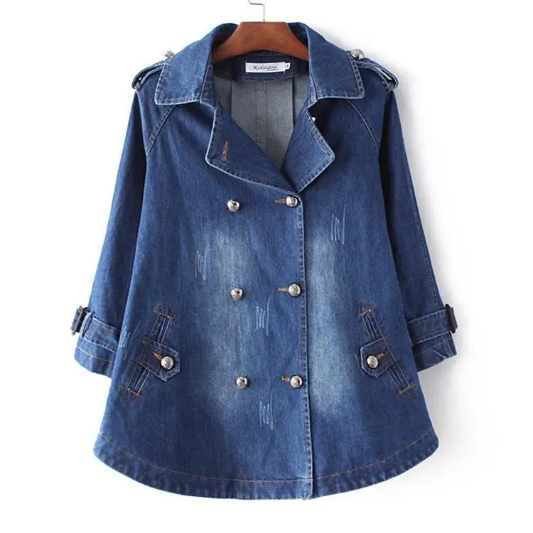 Sezina™ – Stylish Denim Cape Coat