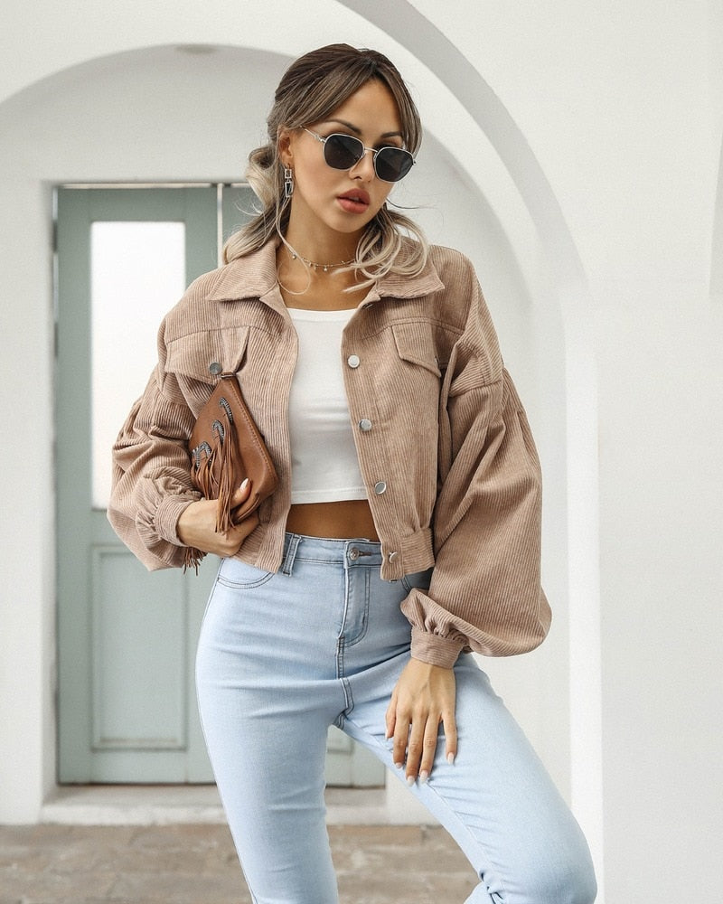 Sofia | Women's Cropped Jacket with Pockets and Buttons
