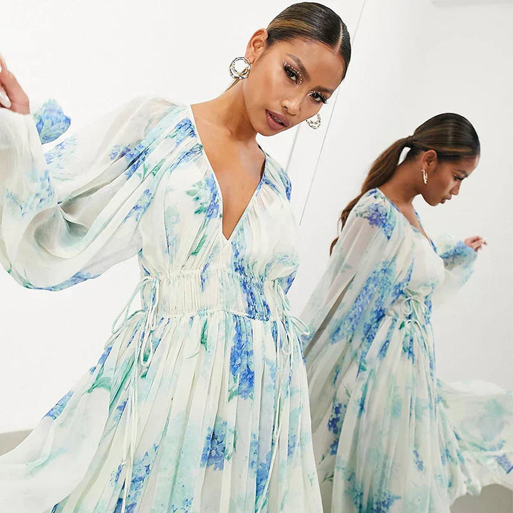 Nora – Blue Ocean Maxi Dress
