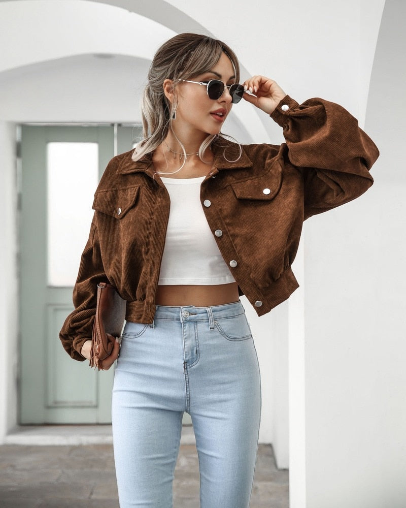 Sofia | Women's Cropped Jacket with Pockets and Buttons