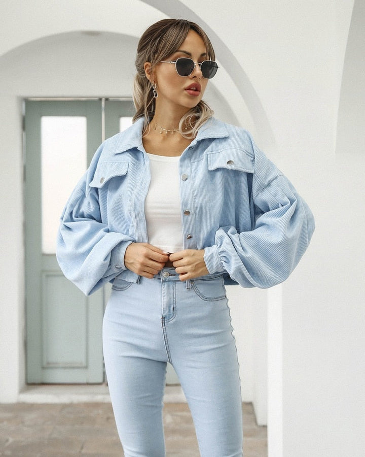 Sofia | Women's Cropped Jacket with Pockets and Buttons