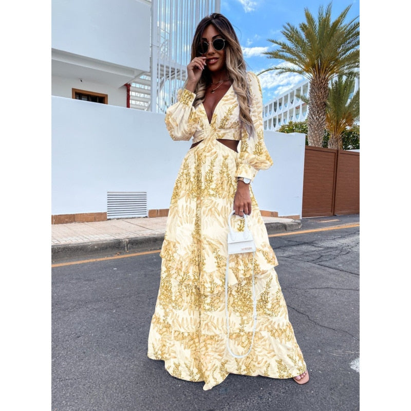 Alazne - Elegant Maxi Dress with Refined Cutouts