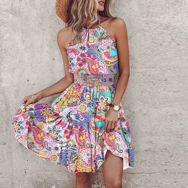 Marlowe - Colorful Bohemian V-Neck Midi Dress