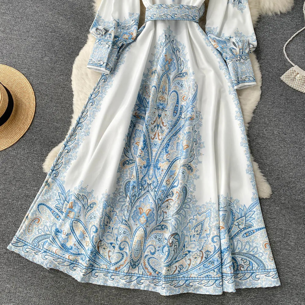 Floral A-Line Dress with Belt
