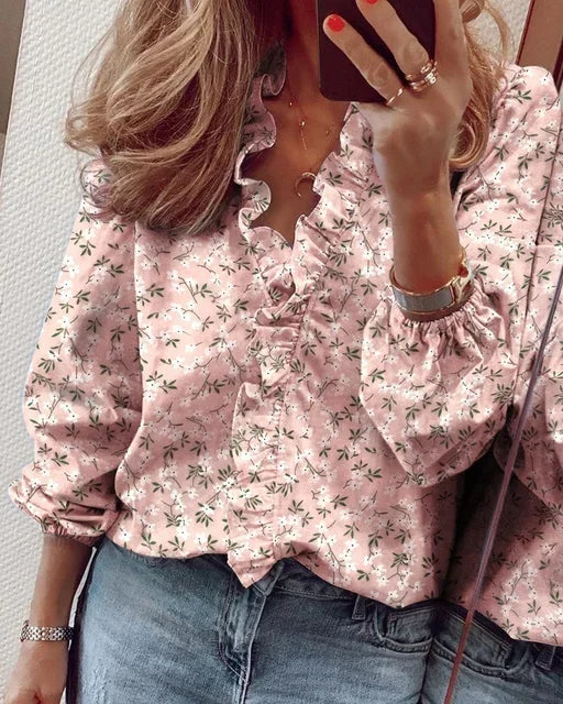 Enola | Women's Balloon Sleeve Feminine Blouse with Playful Ruffles