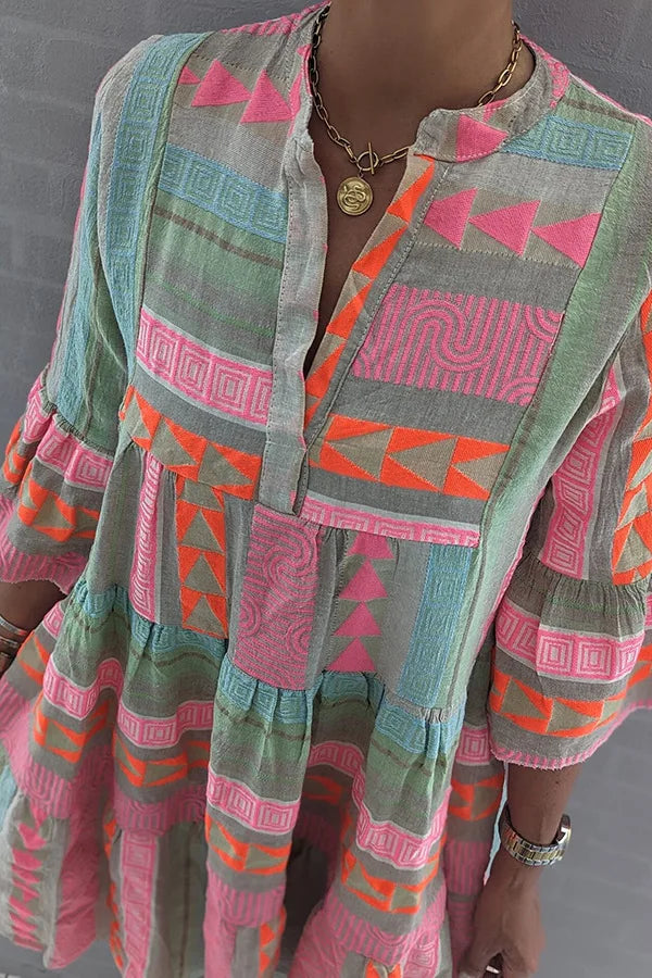 Ava™ - Chic V-Neck Cotton Hemp Summer Dress