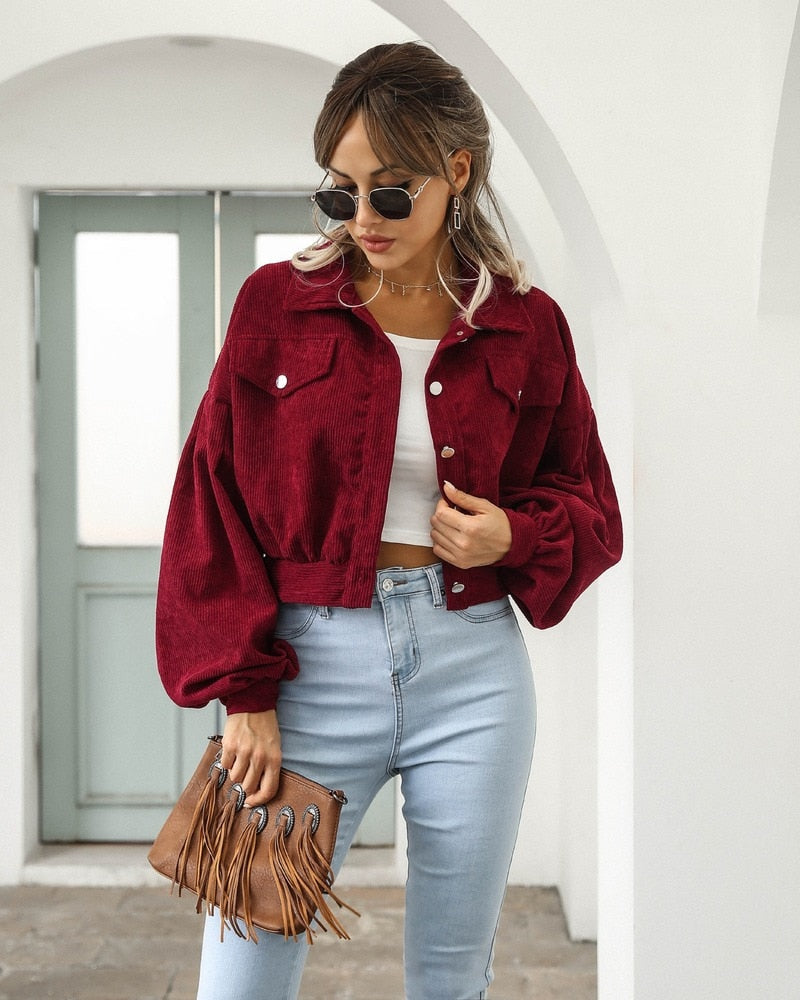Sofia | Women's Cropped Jacket with Pockets and Buttons