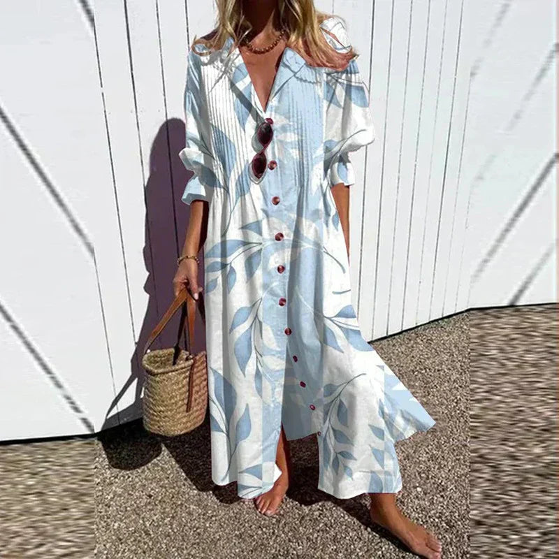 Diara | Women's Relaxed V-Neck Maxi Luxe Spring Bohemian Dress