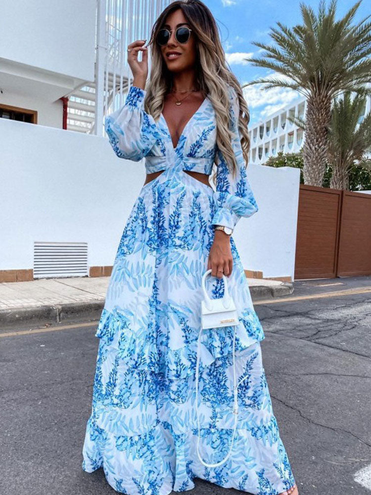 Alazne - Elegant Maxi Dress with Refined Cutouts
