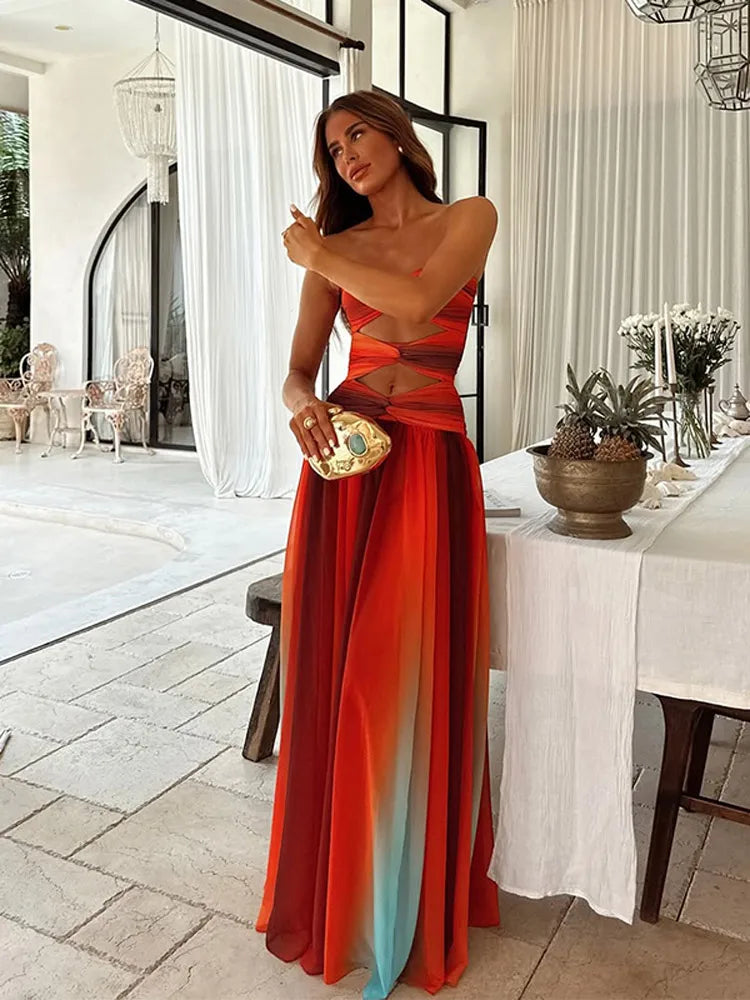 Solaria Flowy Open-Back Maxi Dress