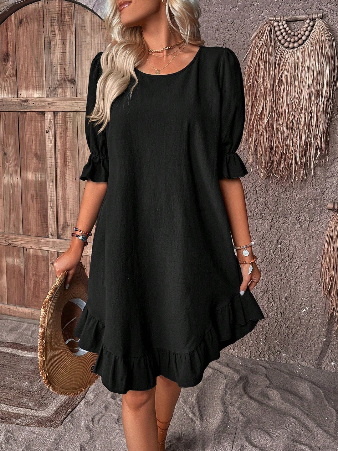 Isolde | Women's Retro Charm Half Sleeve Midi Dress