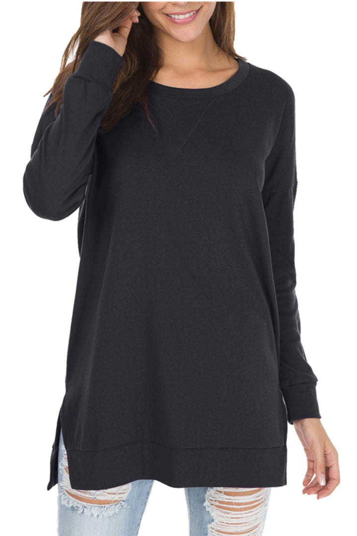 Violet™ - Long-Sleeved Side Slit Loose Top