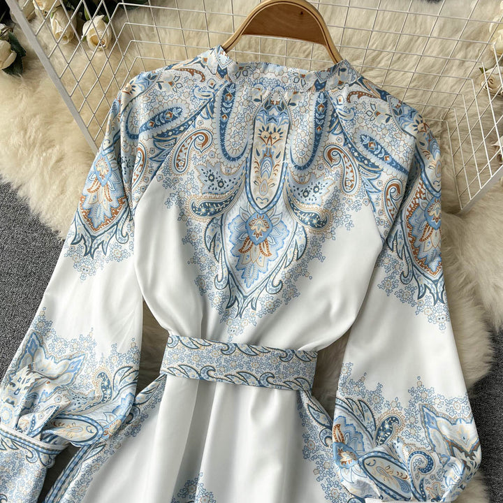 Floral A-Line Dress with Belt