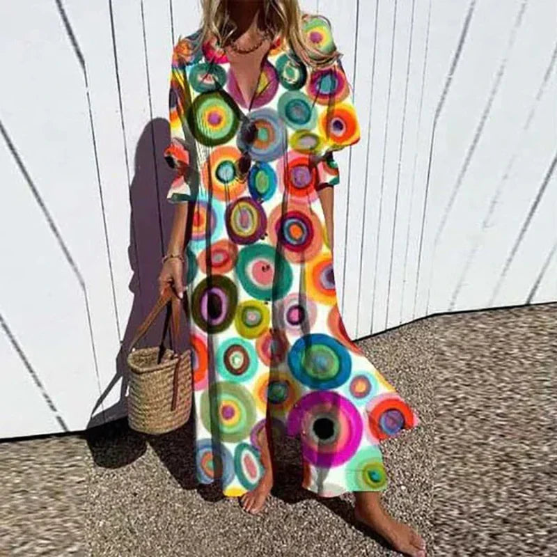 Cassidy - Boho Beauty Puff Sleeve Maxi Dress
