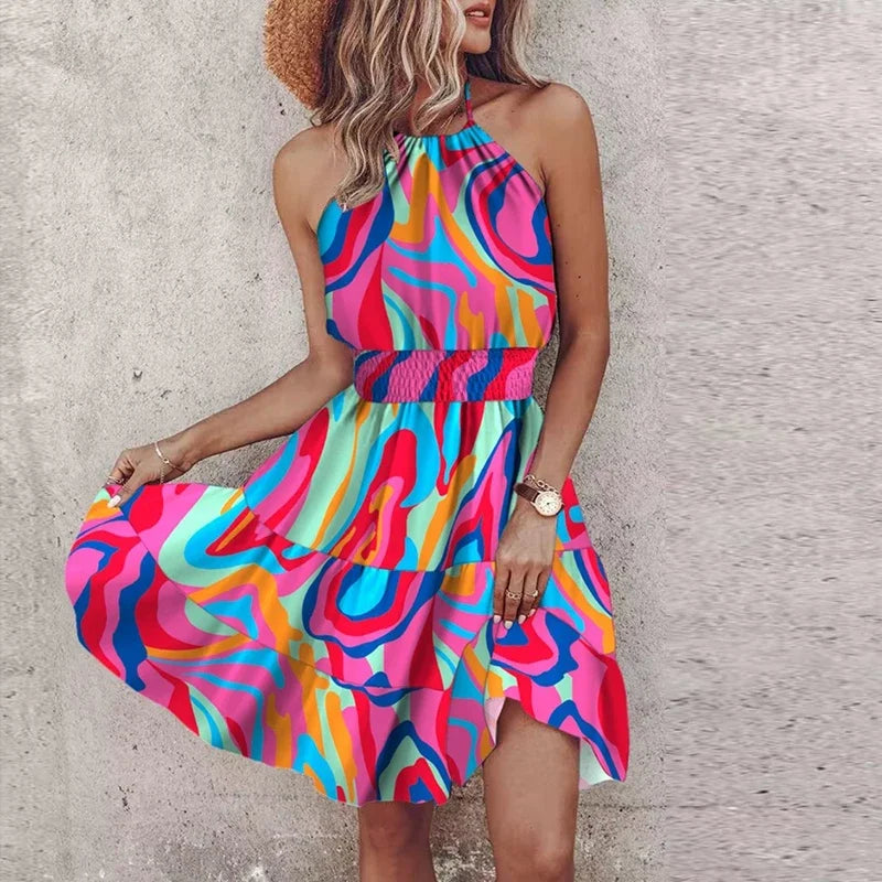 Marlowe | Women's Colorful Bohemian V-Neck Midi Dress