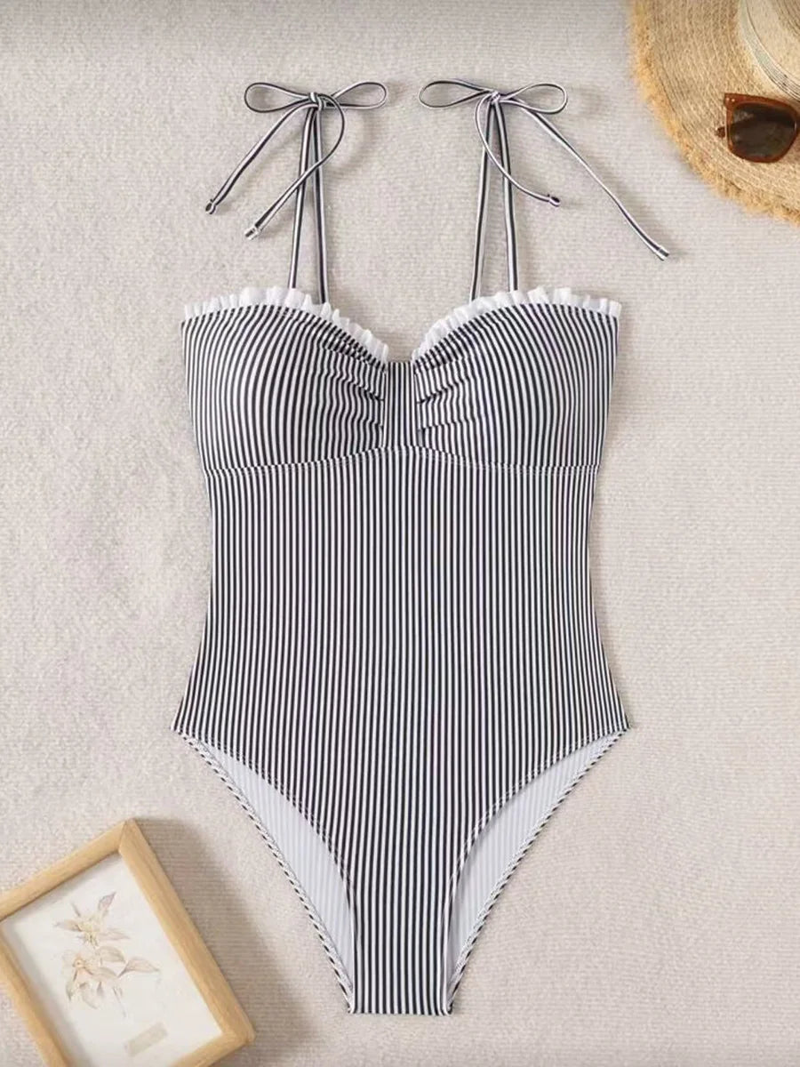 Elena | Traje de Baño de Una Pieza con Rayas