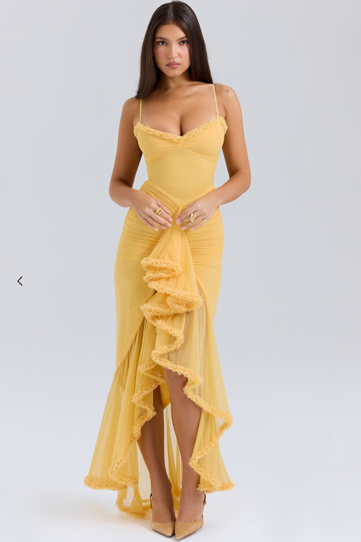 Fauna | Women's Bodycon Mini Ruched Ruffle Dovetail Party Dress