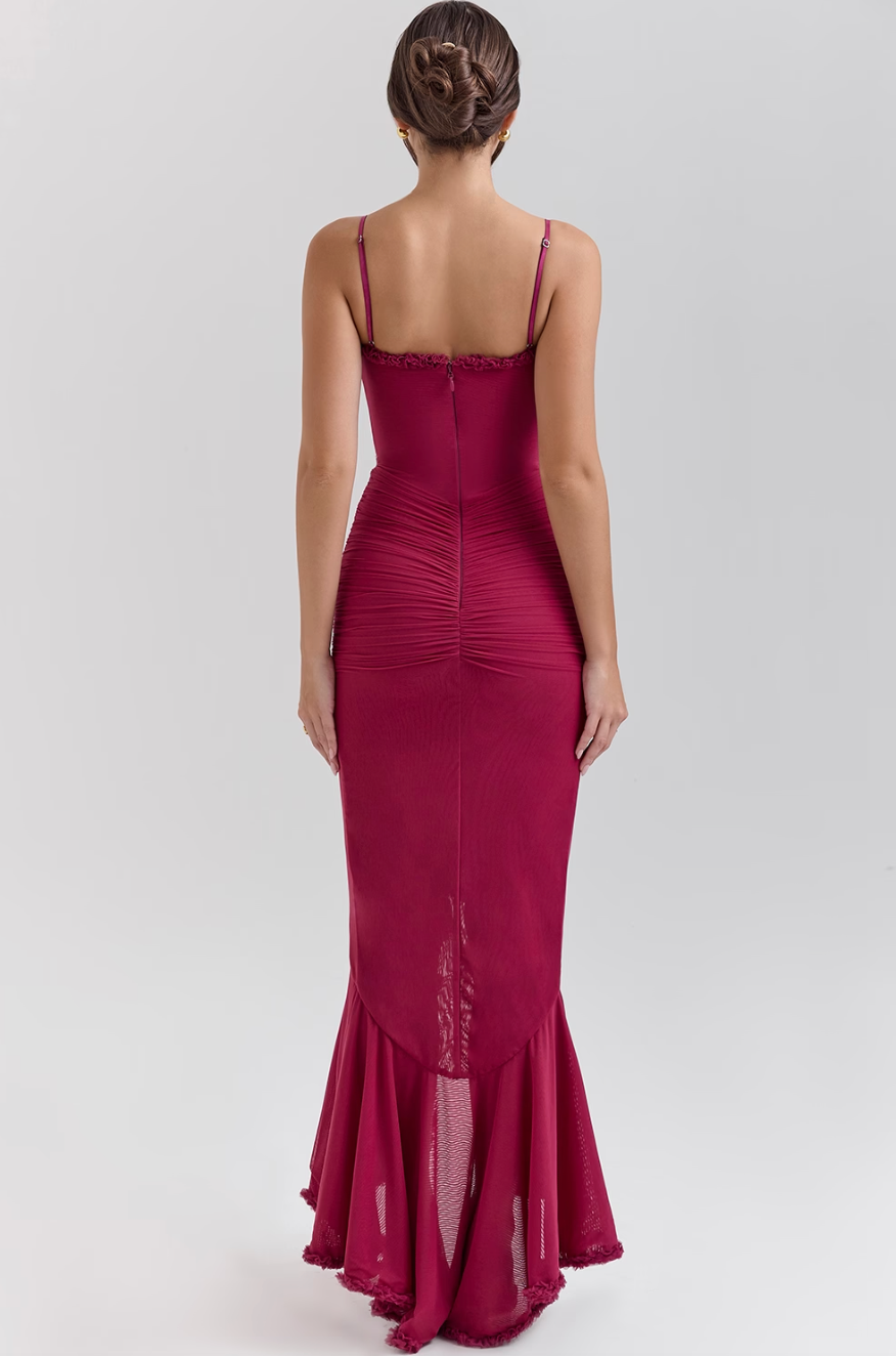 Fauna | Women's Bodycon Mini Ruched Ruffle Dovetail Party Dress