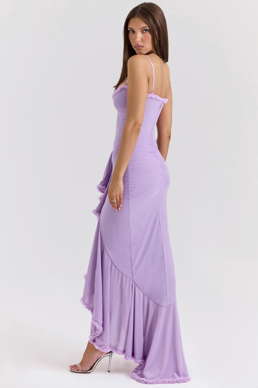 Fauna | Women's Bodycon Mini Ruched Ruffle Dovetail Party Dress
