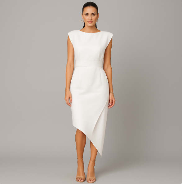 Lianne | Women's Short Sleeve Round Neck Elegant Casual Dress with Belt