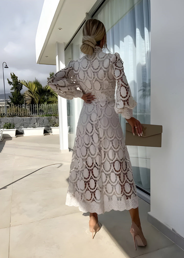 Lennon | Women's Maxi Stand Collar Hollow Out Long Dress