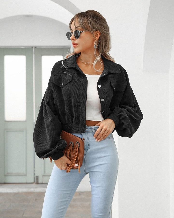 Sofia | Women's Cropped Jacket with Pockets and Buttons