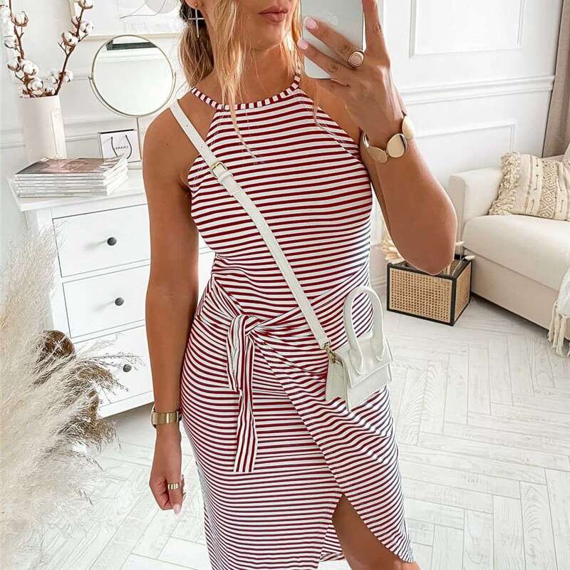 Bénanique™️ Striped Midi Dress - Casual Style
