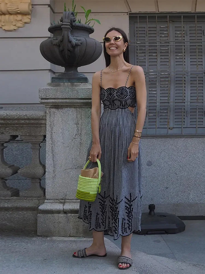 Clara | Women's Midi Chic Gingham Dress