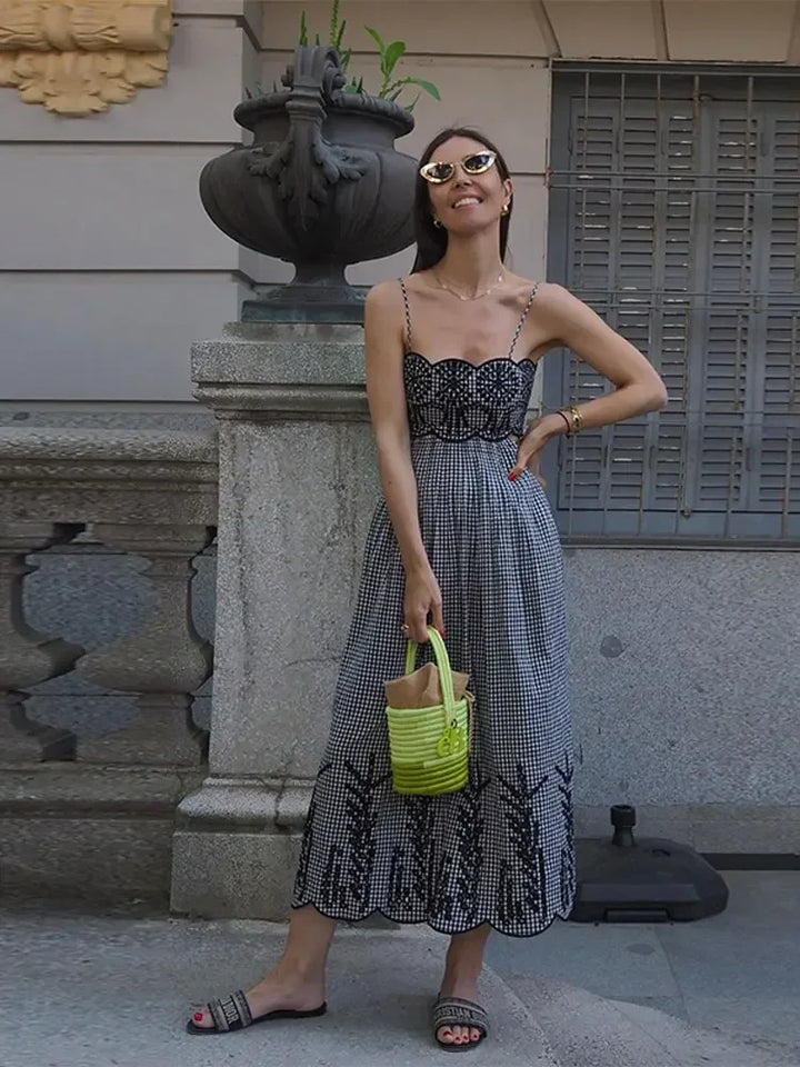 Clara | Women's Midi Chic Gingham Dress