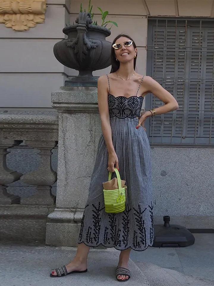 Clara | Women's Midi Chic Gingham Dress
