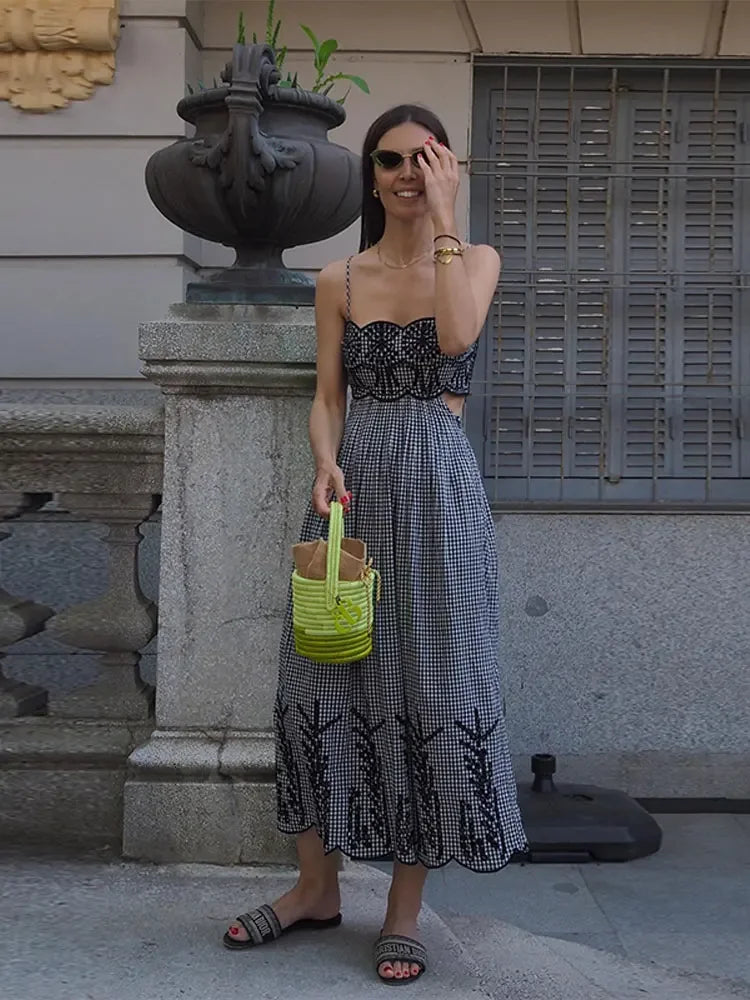 Clara | Women's Midi Chic Gingham Dress