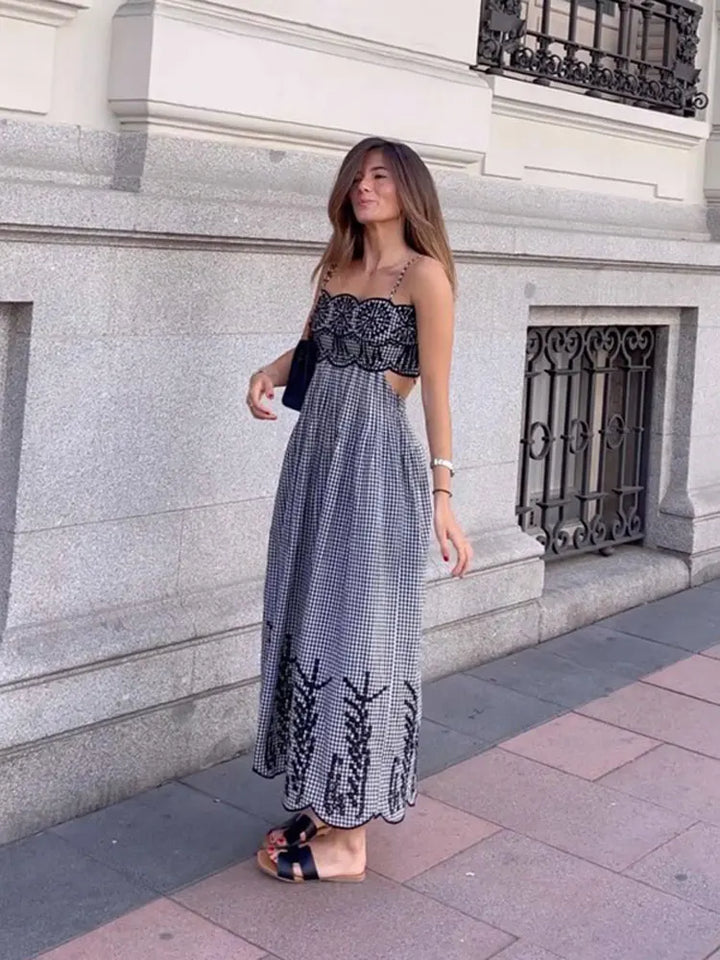Clara | Women's Midi Chic Gingham Dress