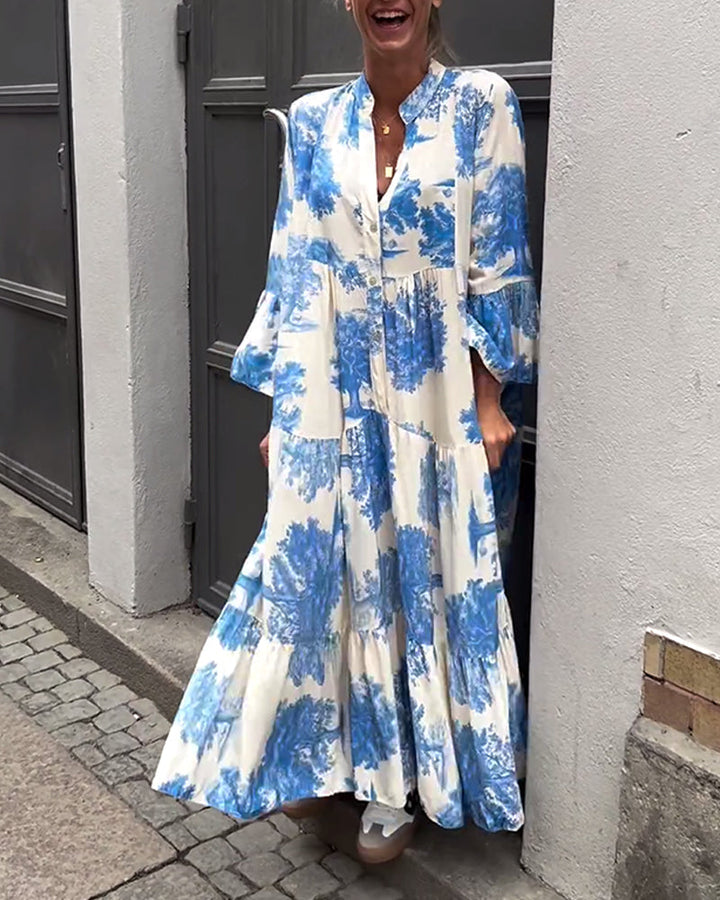 Diana | Women's Comfy Patchwork Maxi Dress with Buttons