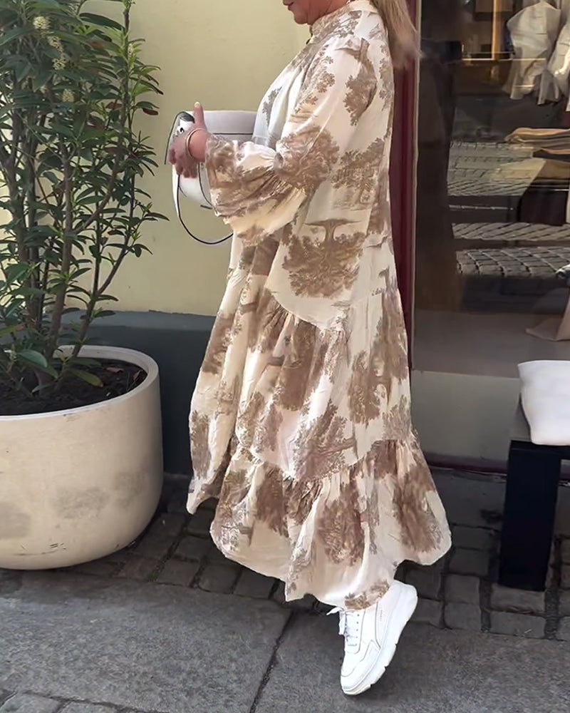 Giavanna | Women's Relaxed Mini Casual Flared Sleeve Long Printed Dress