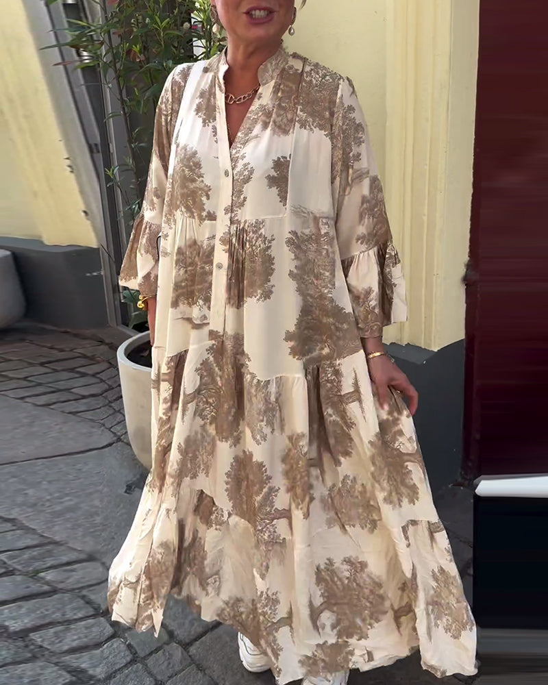 Giavanna | Women's Relaxed Mini Casual Flared Sleeve Long Printed Dress