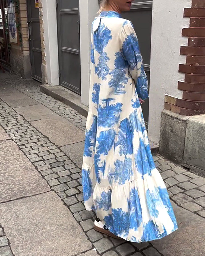 Giavanna | Women's Relaxed Mini Casual Flared Sleeve Long Printed Dress