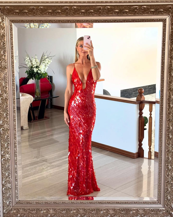 Kalea | Women's Glitter Sequins Backless Strap Dress