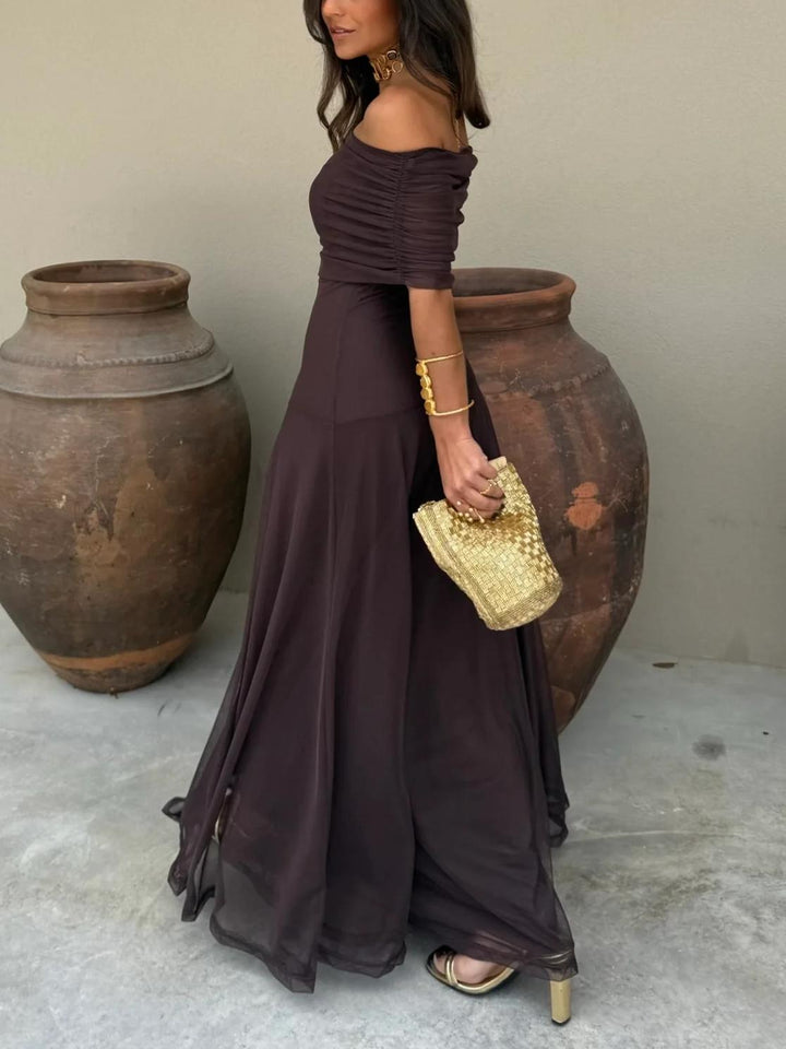 Women's Off-Shoulder Short Sleeve Maxi Dress