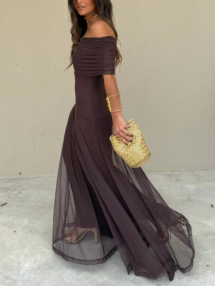 Women's Off-Shoulder Short Sleeve Maxi Dress