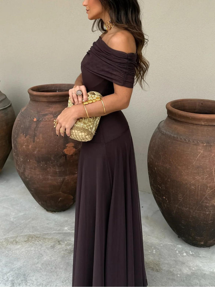Women's Off-Shoulder Short Sleeve Maxi Dress
