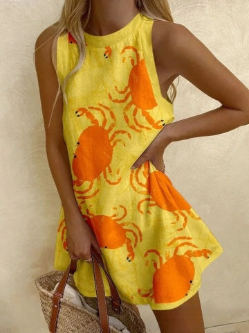 Orvienne™ | Mini Dress with Crab Print.