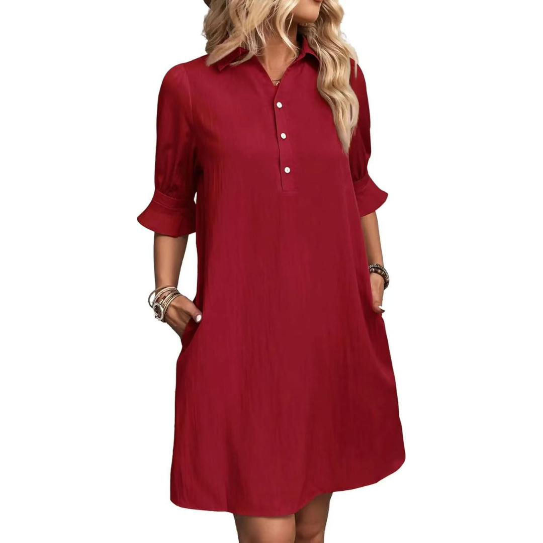 Franchesca | Casual Button Down Shirt Dress with Buttons