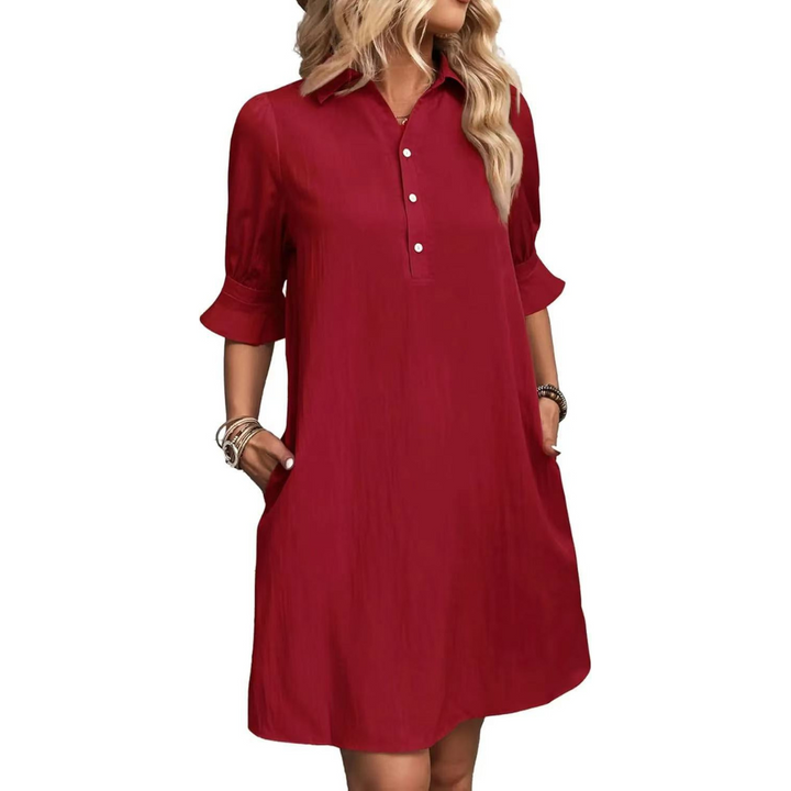 Franchesca | Casual Button Down Shirt Dress with Buttons