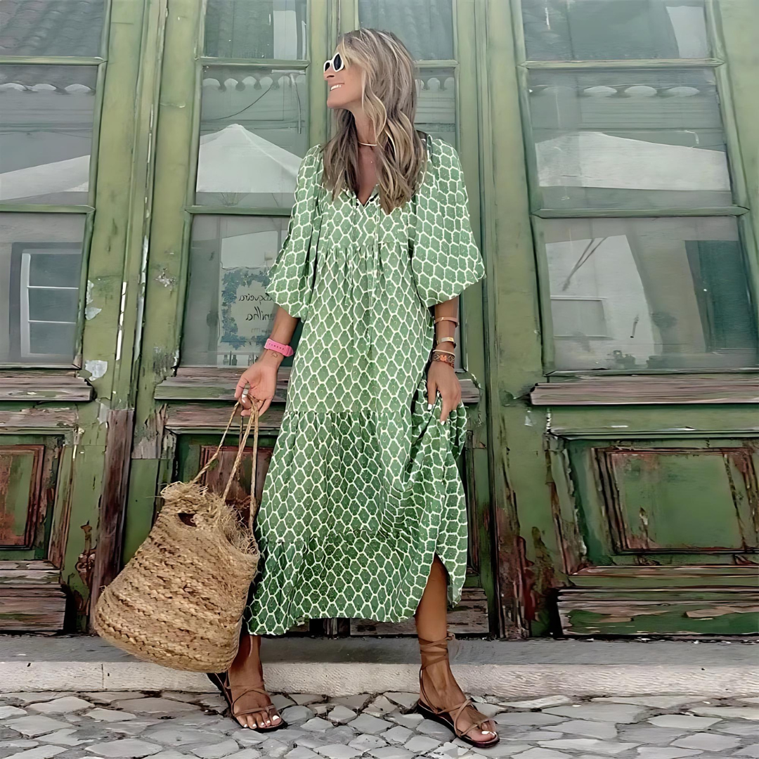 Mabel | Women's Relaxed Breezy High-Low Geometric Print Dress