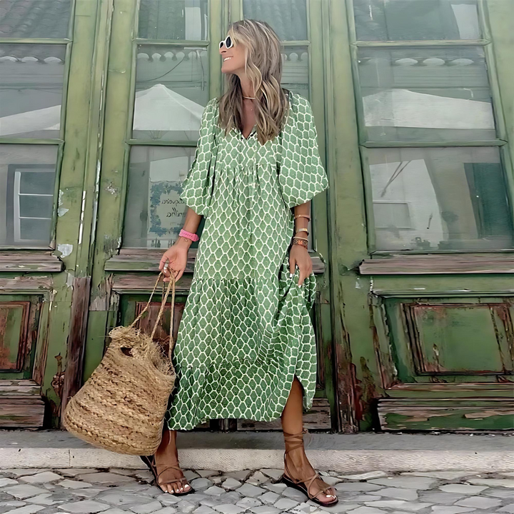 Mabel | Women's Relaxed Breezy High-Low Geometric Print Dress