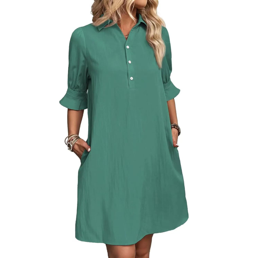 Franchesca | Casual Button Down Shirt Dress with Buttons