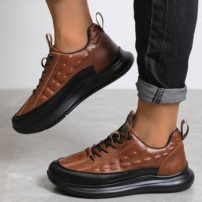 Men's Crocodile Print Lace-Up Sneakers