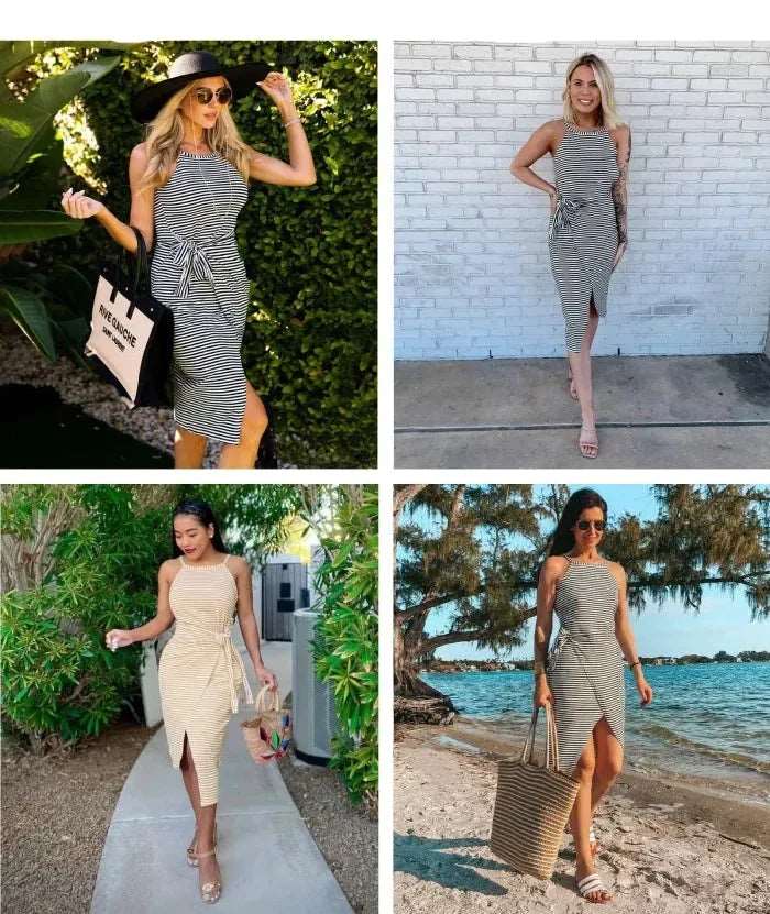 Bénanique™️ Striped Midi Dress - Casual Style
